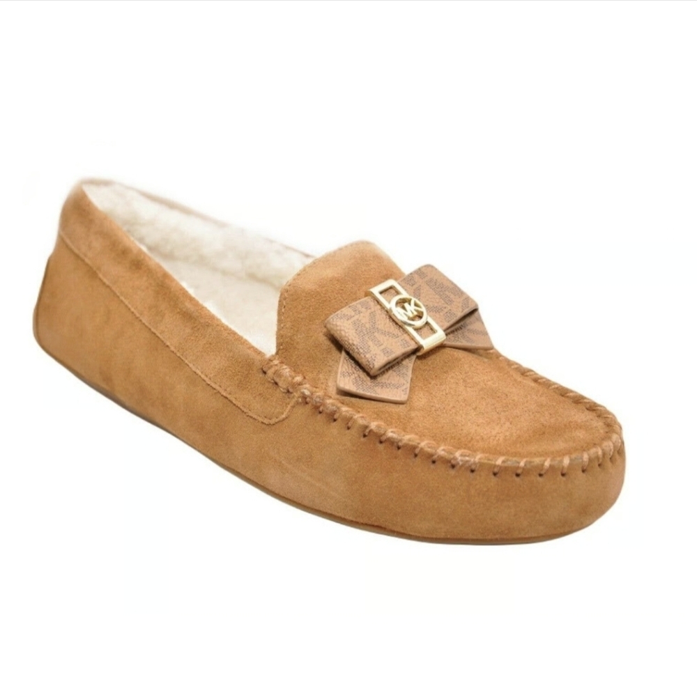 Michael Kors Suede Erica Tan Moccasins Slipper Shoes Size 9